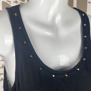 Express Black Studded Sheer Back High Low Tank Top sz S